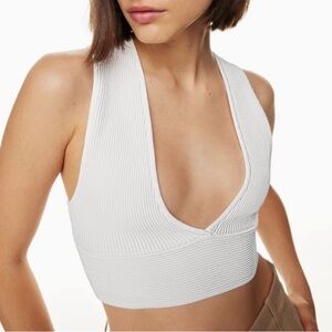 Aritzia Babaton sculpt knit top V neck white